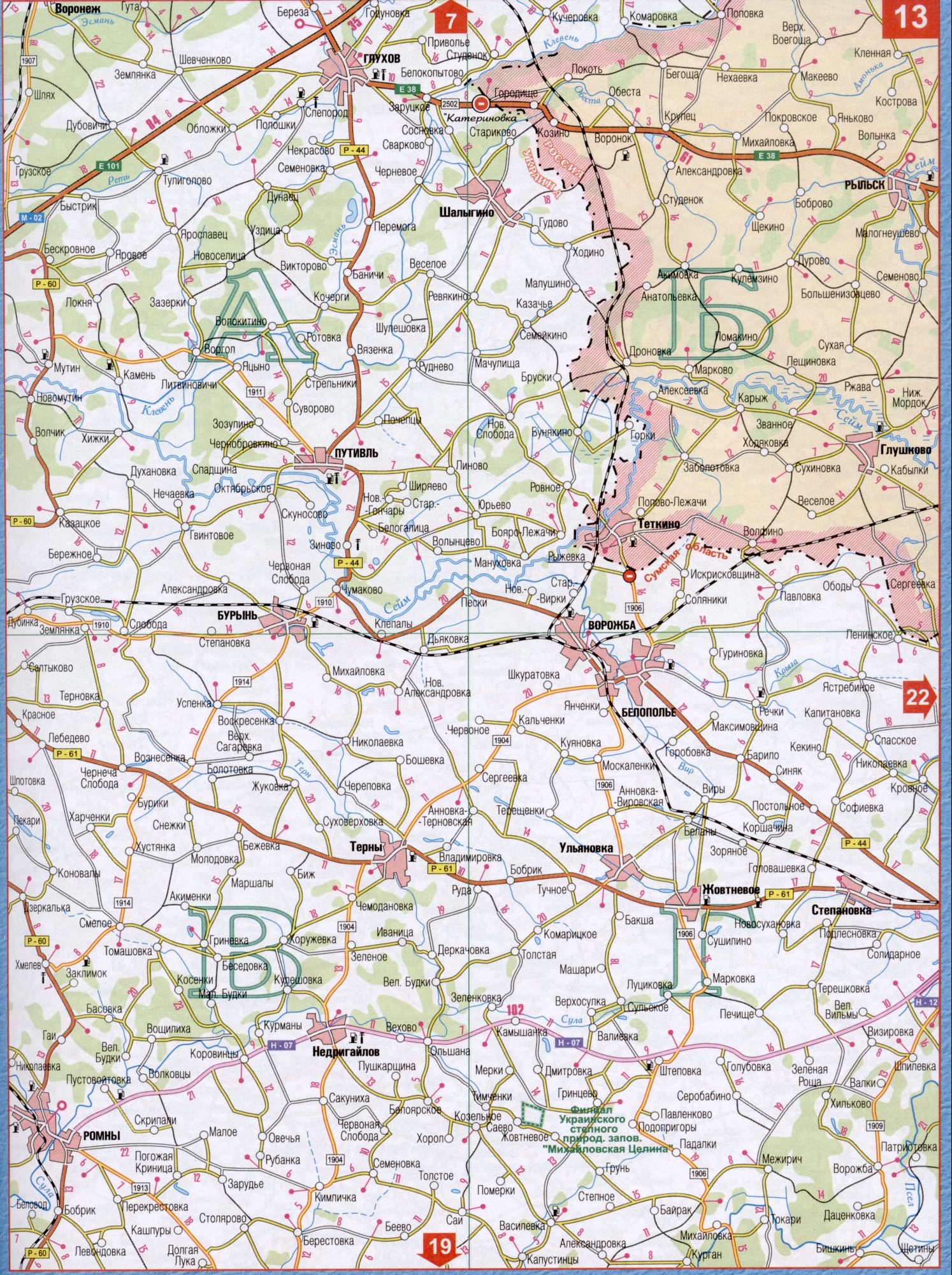 Карта Сумской области - #96 - Сумская область - Карты Украины