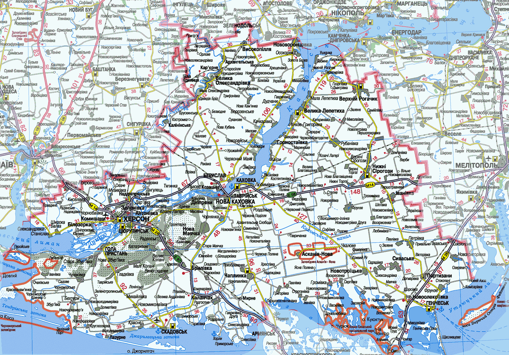 Карта запорожской области подробная с городами и поселками на русском языке